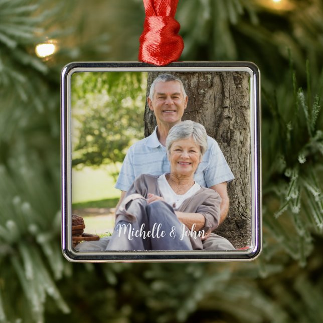 Custom Photo Christmas  Metal Ornament (Tree)