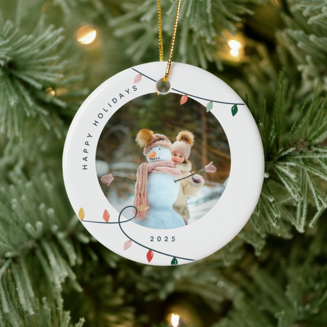 Custom Photo Christmas Ornament with Lights (Tree)