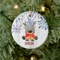 Custom Photo Christmas Reindeer Personalized  Ceramic Ornament