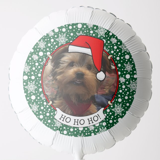 Custom Photo Christmas Santa Hat Pet HO HO HO Balloon (Front)