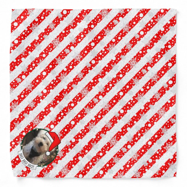 Custom Photo Christmas Santa Hat Pet HO HO HO Bandana (Front)