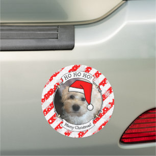 Custom Photo Christmas Santa Hat Pet HO HO HO Car Magnet