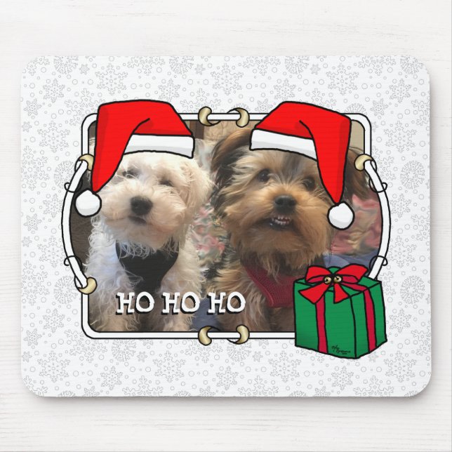 Custom Photo Christmas Santa Hat Pet HO HO HO Mouse Pad (Front)
