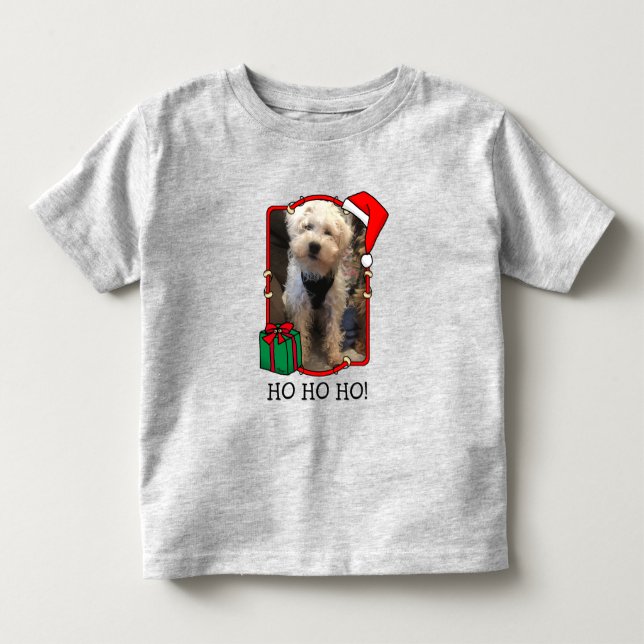 Custom Photo Christmas Santa Hat Pet HO HO HO Toddler T-shirt (Front)