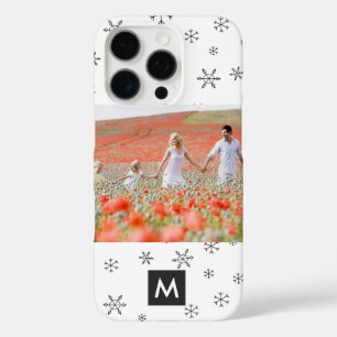 Custom Photo Christmas Snowflakes Monogram iPhone 16 Pro Case