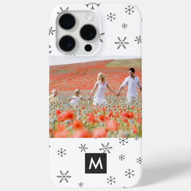 Custom Photo Christmas Snowflakes Monogram Case-Mate iPhone Case (Back)