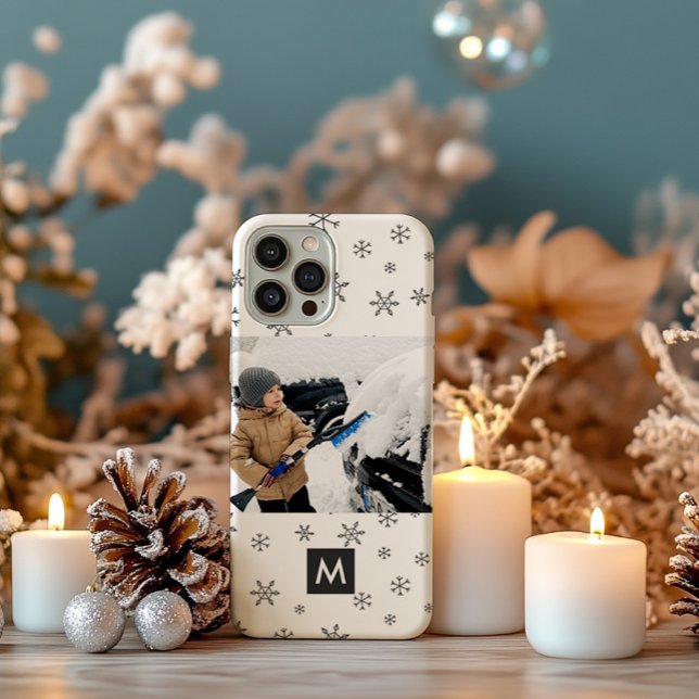 Custom Photo Christmas Snowflakes Monogram Case-Mate iPhone Case (Creator Uploaded)