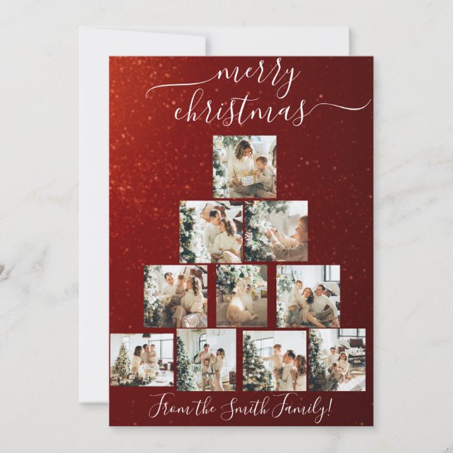 Custom Photo Christmas Tree Christmas Card (Front)