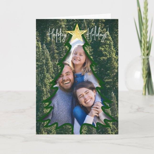 Custom Photo Christmas Tree - Holiday Card (Front)