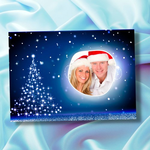 Custom Photo Christmas Tree Snow 2 Side Design Holiday Postcard