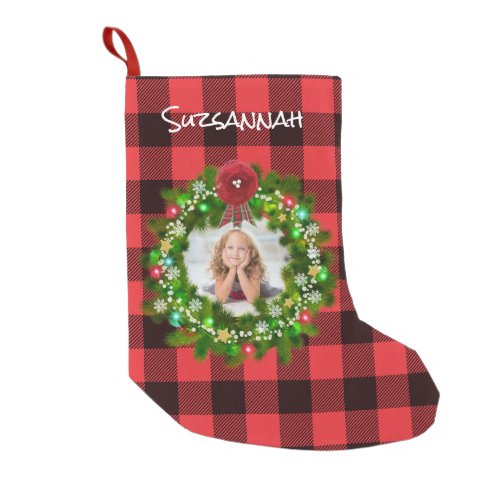 Custom Photo Christmas Wreath Template Name Small Christmas Stocking