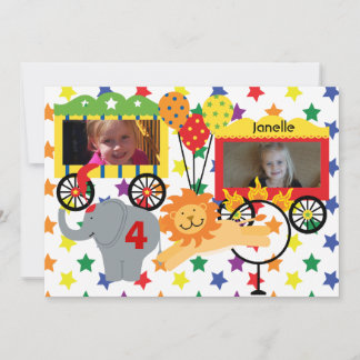 Custom Photo Circus Animals  Birthday Invitation
