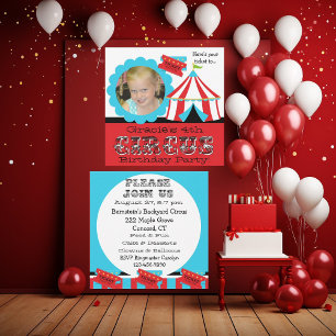 Custom Photo Circus Ticket Birthday Invitation