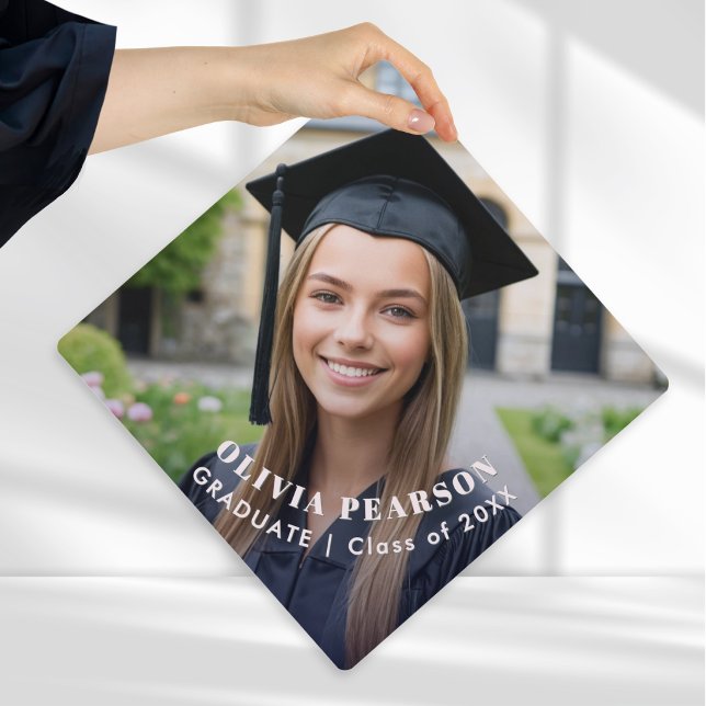 Custom Photo Class of 2026 Graduation Cap Topper (A personalized graduation cap topper with your own custom photo, name and 'Class of' year)