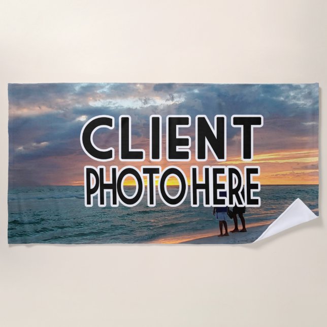 Custom Photo Client Customer & Your Company Logo Beach Towel (Front)