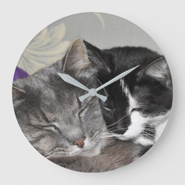 Custom Photo Clock Cats Cuddling (Front)