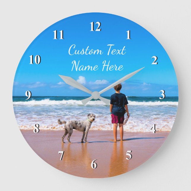 Custom Photo Clock with Your Pet Photo and Text (Front)