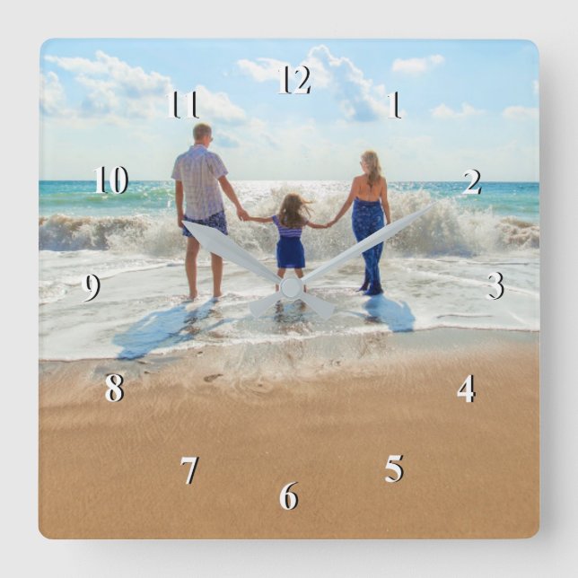 Custom Photo Clock Your Own Design with Family (Front)