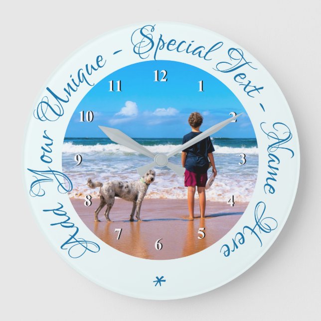 Custom Photo Clock Your Pet Photo and Text Gift (Front)