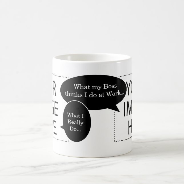 Custom Photo Coffee Mug with Two Speech Bubbles (Center)