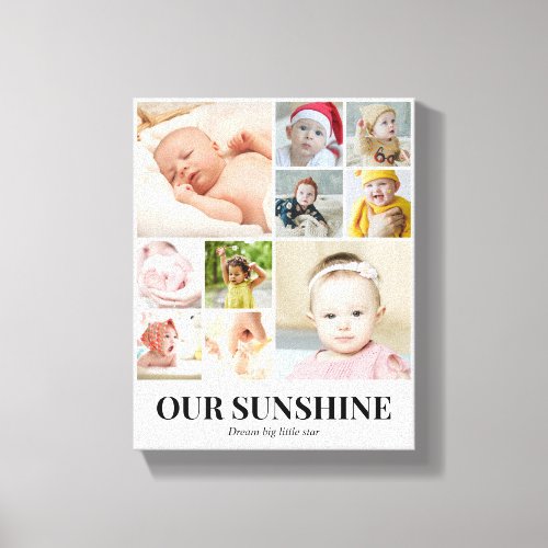 Custom Photo Collage 10 Pictures 8x10 16x20 White Canvas Print