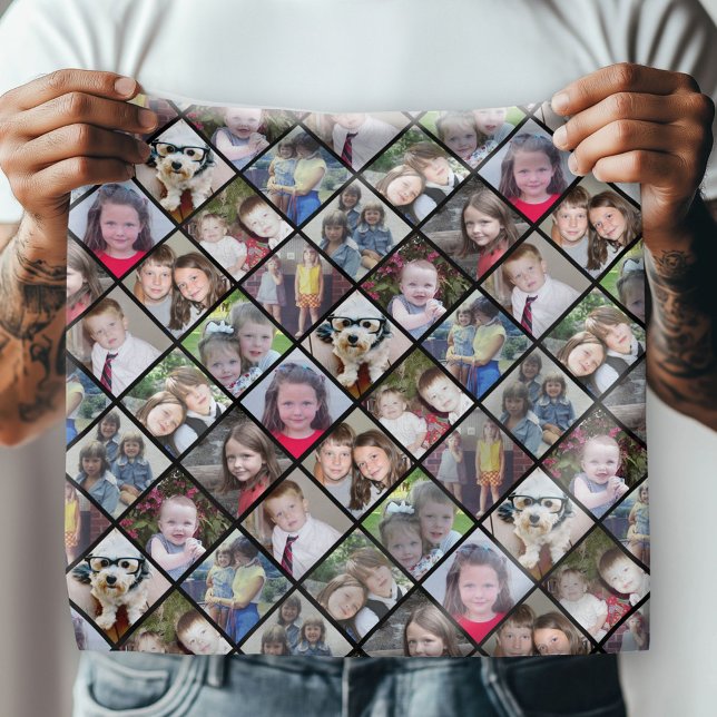 Custom Photo Collage - 12 Photos diamond pattern Bandana (Custom Bandana)
