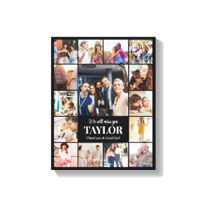 Custom Photo Collage 15 Pictures Grid 11x14 Black Canvas Print
