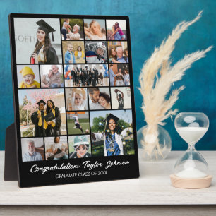 Custom Photo Collage 20 Picture Grid 8x10 Black Plaque