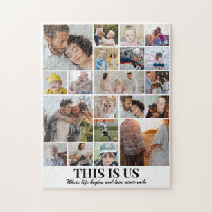 Custom Photo Collage 20 Pictures 11x14 Couple Love Jigsaw Puzzle