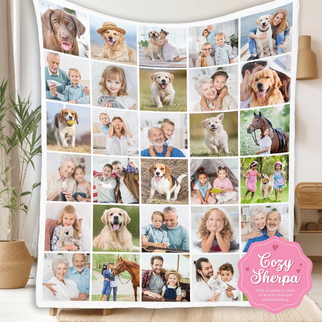 Custom Photo Collage 30 Family Friends Pets Dog  Sherpa Blanket (Creator Uploaded)