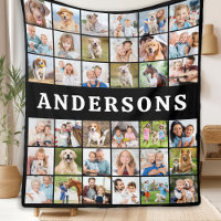 Custom Photo Collage 36 Personalized Modern Family Fleece Blanket