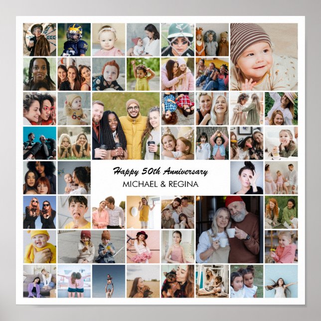 Custom Photo Collage 50 Picture 50th Anniversary Poster (Front)