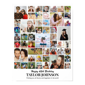 Custom Photo Collage 50 Pictures Grid 11x14 22x28 Poster