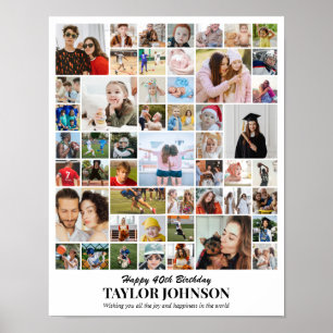 Custom Photo Collage 50 Pictures Grid 11x14 22x28 Poster