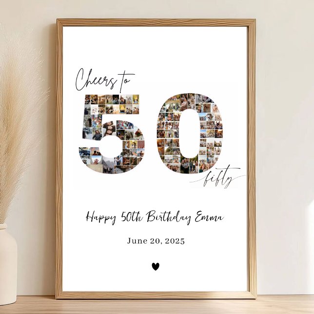 Custom Photo Collage 50th Birthday Poster Gift (Creator Uploaded)