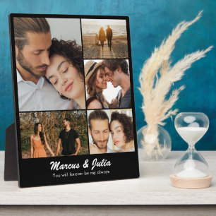 Custom Photo Collage 5 Picture Grid 8x10 Black Plaque