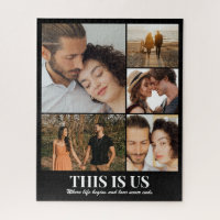 Custom Photo Collage 5 Pictures 8x10 16x20 Black