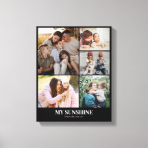 Custom Photo Collage 5 Pictures Grid 11x14 Black