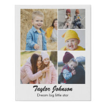Custom Photo Collage 5 Pictures Grid 11x14 White