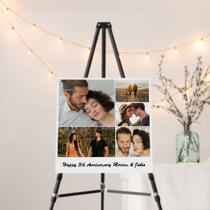 Custom Photo Collage 5 Pictures Wedding Square Foam Board
