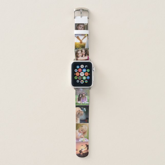 Custom Photo Collage 7 Photo Template Personalized Apple Watch Band (Front)
