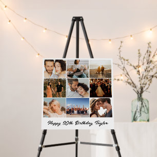 Custom Photo Collage 9 Pictures Birthday Square Foam Board