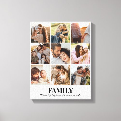 Custom Photo Collage 9 Pictures Grid 11x14 White Canvas Print