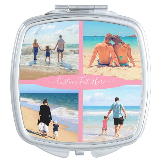 Custom Photo Collage and Text Compact Mirror (Front)