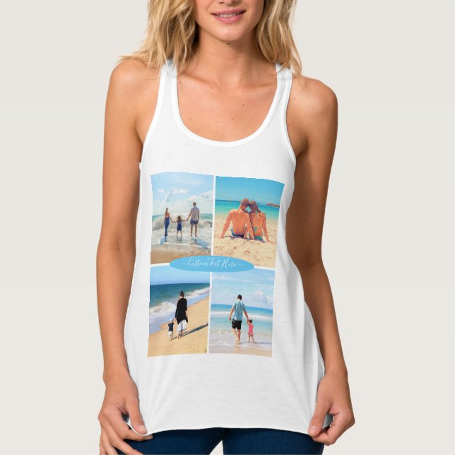 Custom Photo Collage and Text Family Love Tank Top (Front)