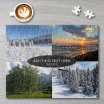 Custom Photo Collage and Text Personalized Jigsaw Puzzle<br><div class="desc">Upload your photos, add text, and easily create your photo collage jigsaw puzzle. You can TRANSFER this DESIGN on other Zazzle products and adjust it to fit most of the Zazzle items. You can also click CUSTOMIZE FURTHER to add, delete or change details like background color, text, font, or some...</div>