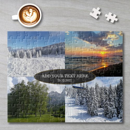 Custom Photo Collage and Text Personalized Jigsaw Puzzle