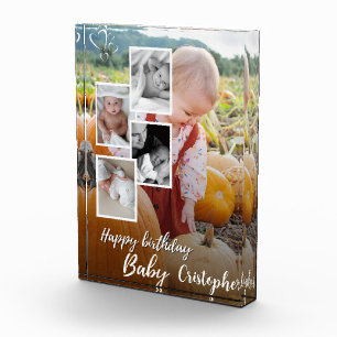 Custom Photo Collage Baby Birthday Name  Block