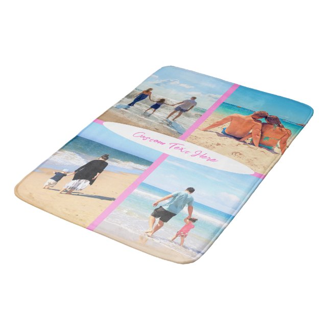 Custom Photo Collage Bath Mat Your Photos and Text (Angled)
