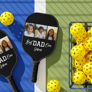 Custom Photo Collage Best Dad Ever Pickleball Paddle